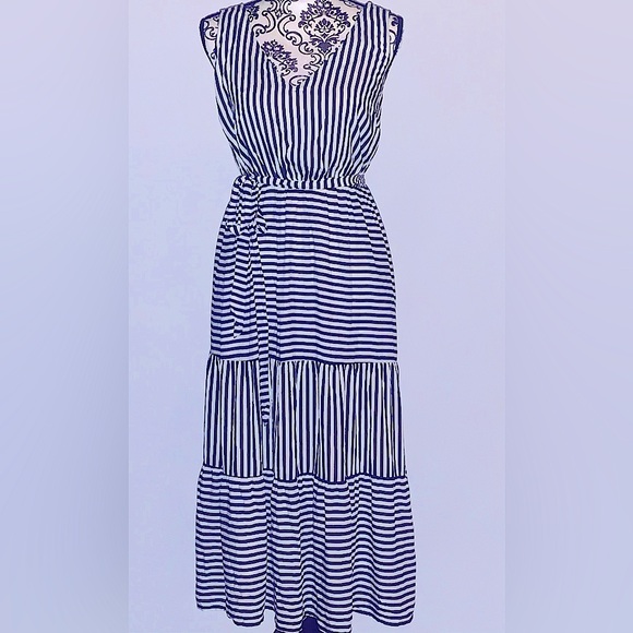 TORRID- Navy & White -Striped Sleeveless Maxi Dress ~ NWT!! - Picture 13 of 14